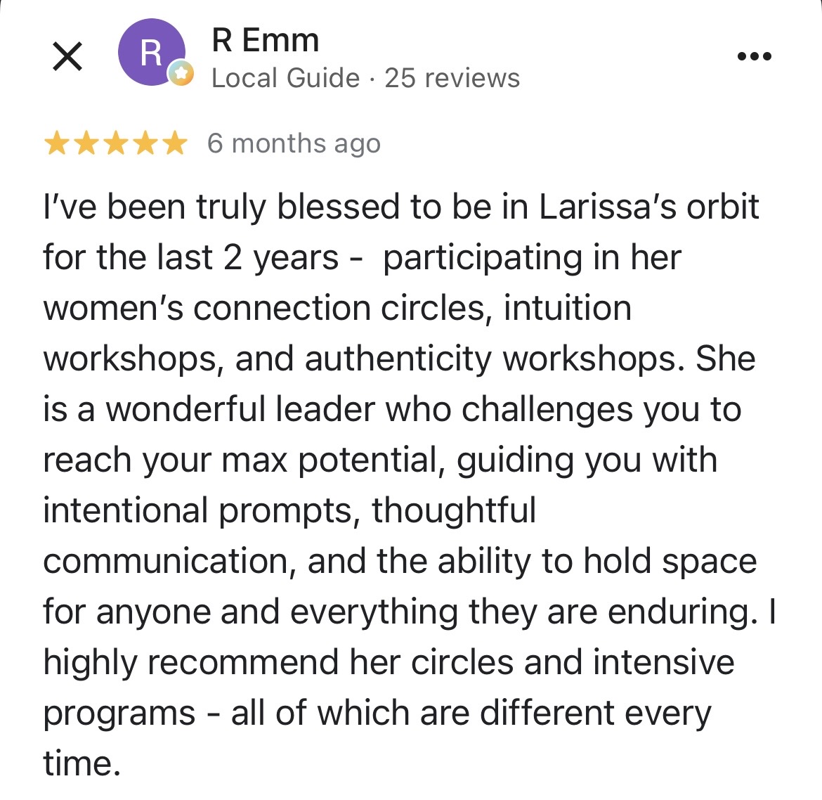Testimonial from R Emm